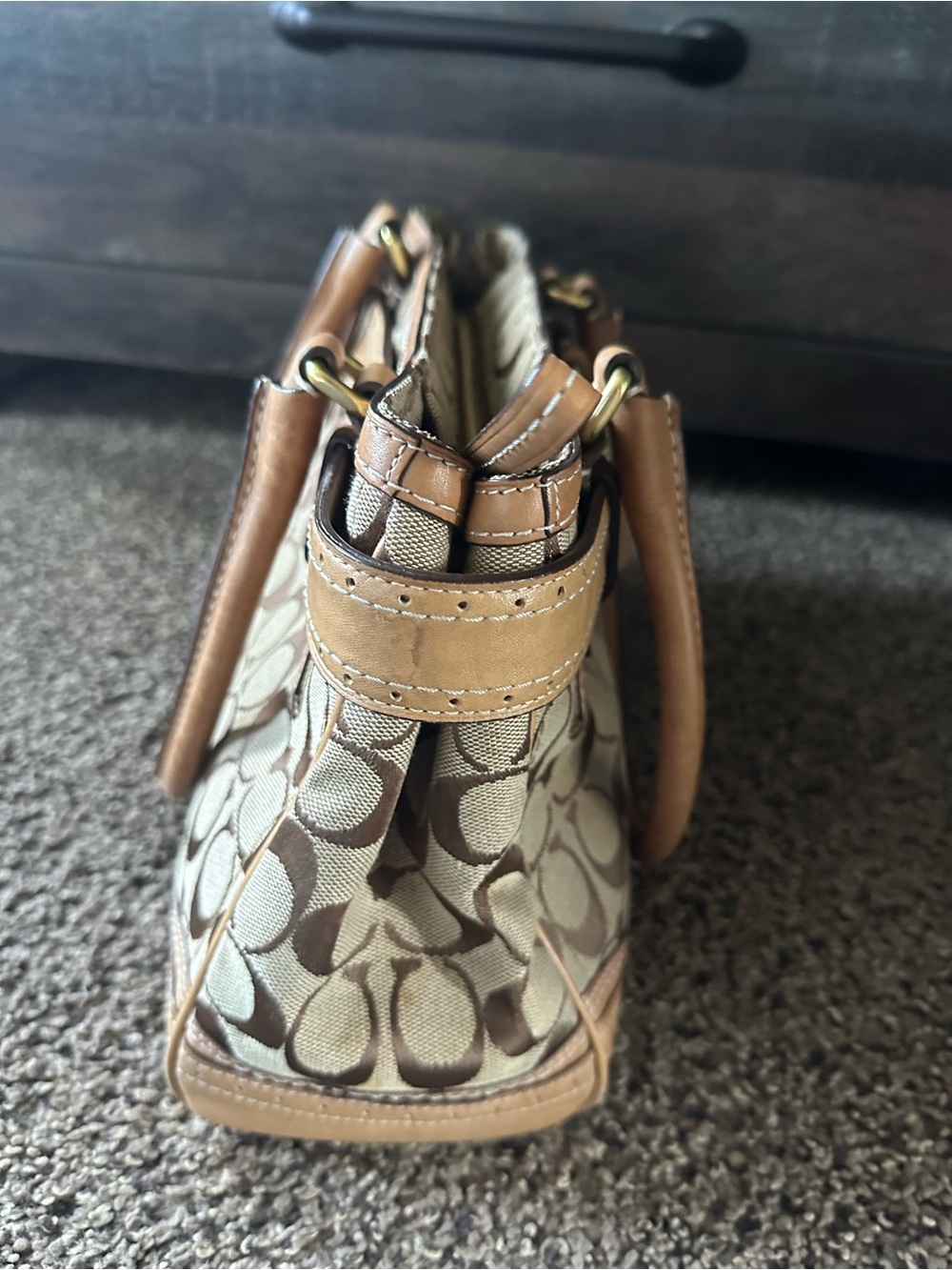 Coach Brown/Tan Signature Canvas Tote with Matching Wallet - Picture 13 of 16